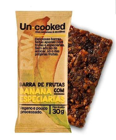 Barra de Banana C/ Especiarias S/ Lactose Açúcar Glúten 30g - Uncooked Imagem de Barra de Banana C/ Especiarias S/ Lactose Açúcar Glúten 30g