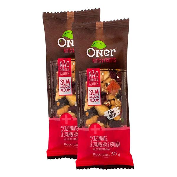 Barra de Castanhas Cranberry e Goiaba Oner 30g Kit com duas unidades Imagem de Barra de Castanhas Cranberry e Goiaba Oner 30g Kit com duas unidades
