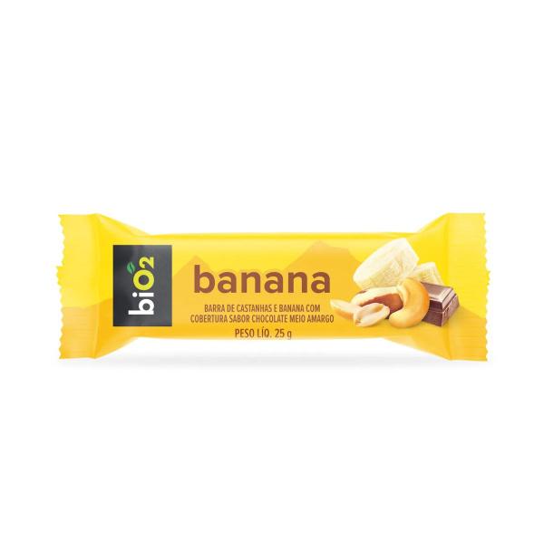 Imagem de Barra De Castanhas E Banana Com Chocolate 12 Unidades 25g Cada BiO2