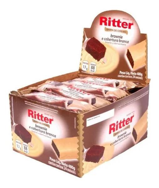 Barra de Cereais Brownie e cobertura branca c/24 - Ritter Imagem de Barra de Cereais Brownie e cobertura branca c/24 - Ritter