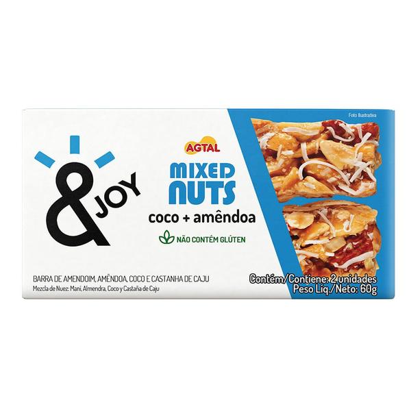 Imagem de Barra de Cereais &Joy Mixed Nuts Coco e Amêndoa Caixa com 2 Unidades de 30g cada