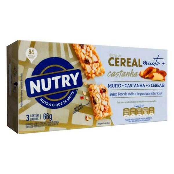 Barra de Cereal Castanhas Nutry 3x22g Imagem de Barra de Cereal Castanhas Nutry 3x22g