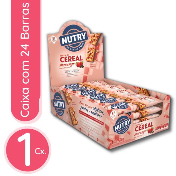 Imagem de Barra de cereal nutry morango com chocolate - 1 dp com 24 unidades de 22g