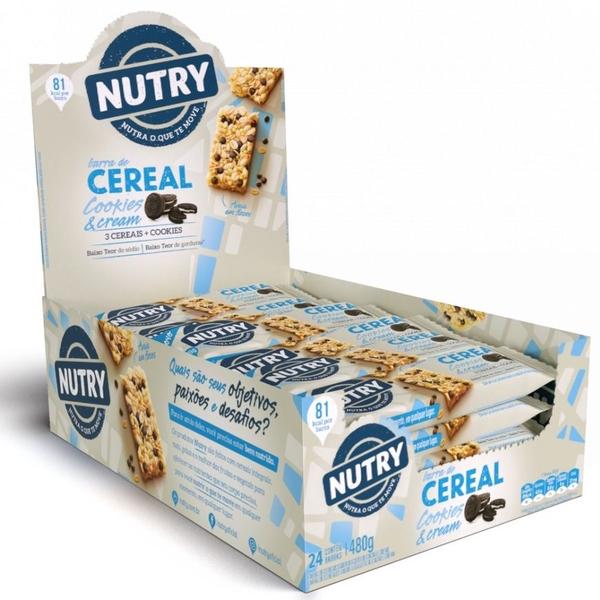 Imagem de Barra de cereal sabor cookies e cream caixa c/ 24 unidades - nutry