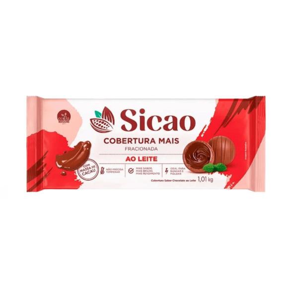 Barra de Chocolate Ao Leite Cobertura Mais 1,01kg Sicao - Sicão Imagem de Barra de Chocolate Ao Leite Cobertura Mais 1,01kg Sicao