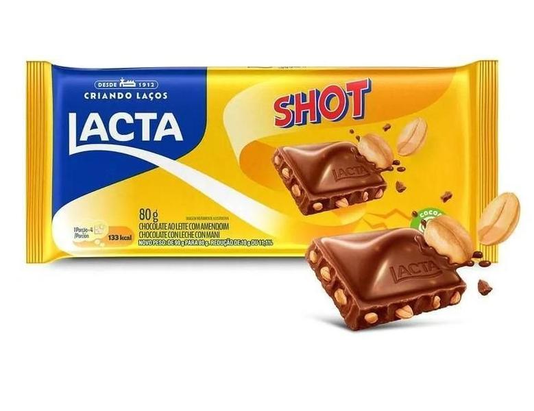 Imagem de Barra De Chocolate Ao Leite Com Amendoim Shot Lacta - 90G