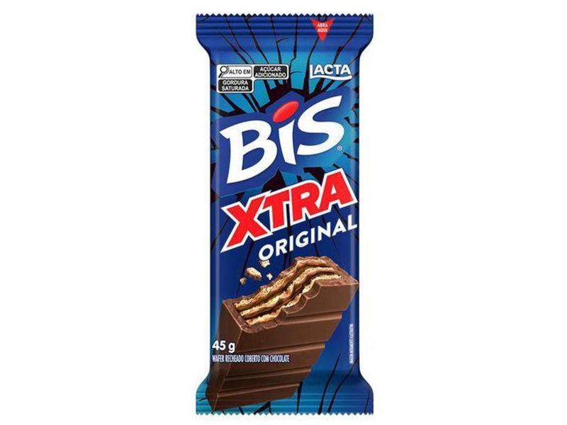 Barra de Chocolate Bis Xtra Original Ao Leite 45g Lacta Imagem de Barra de Chocolate Bis Xtra Original Ao Leite 45g Lacta
