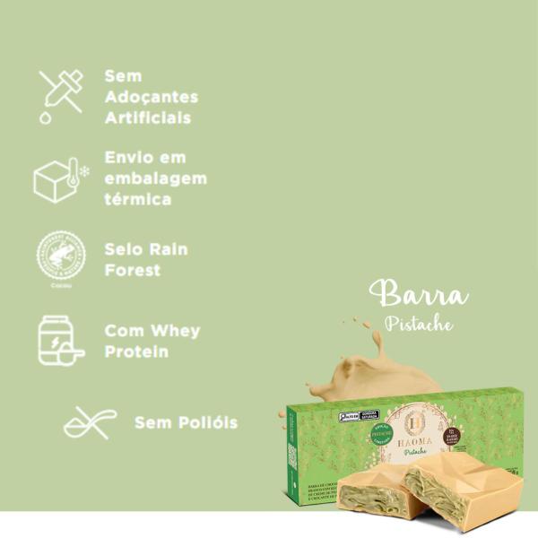 Imagem de Barra de Chocolate Branco com Pistache Haoma 250g