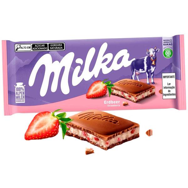 Imagem de Barra de Chocolate Erdbeer Strawberry 100g - Milka