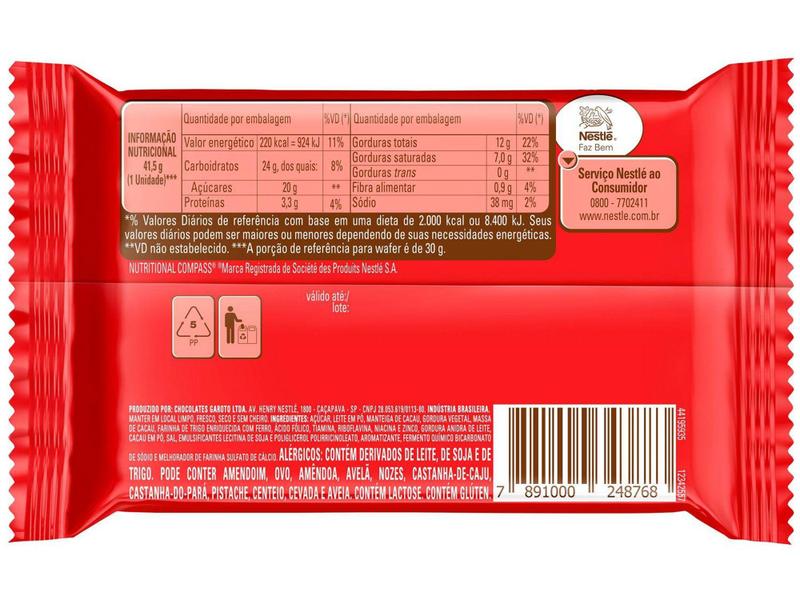 Barra de Chocolate Kit Kat ao Leite 41,5g - 24 Unidades Nestlé Imagem de Barra de Chocolate Kit Kat ao Leite 41,5g - 24 Unidades Nestlé