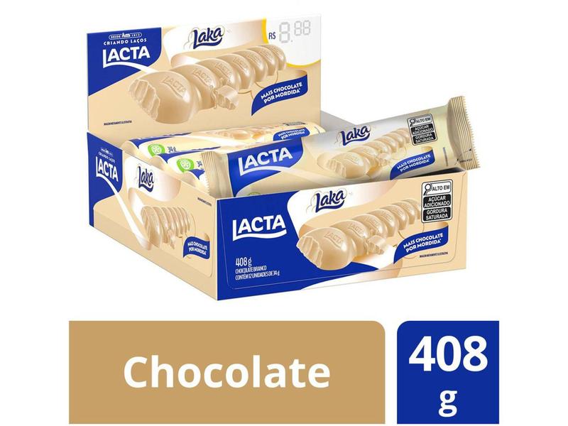 Imagem de Barra de Chocolate Lacta Laka Branco 34g - Display com 12 Unidades