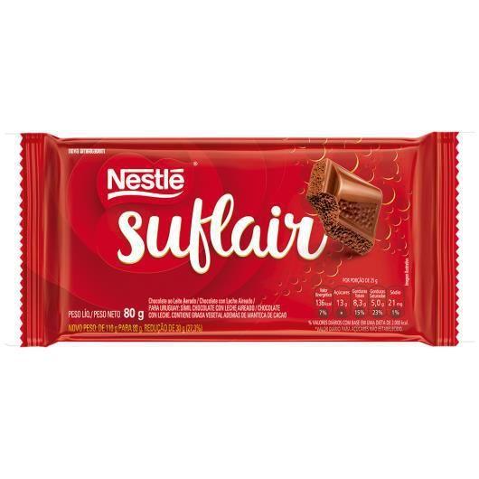 Barra de Chocolate Nestle Suflair 80g Imagem de Barra de Chocolate Nestle Suflair 80g