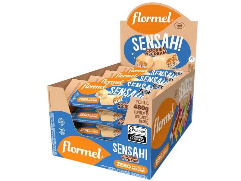 Imagem de Barra de Chocolate Sensah Cookies N'Cream 480g com 16 Unidades Flormel