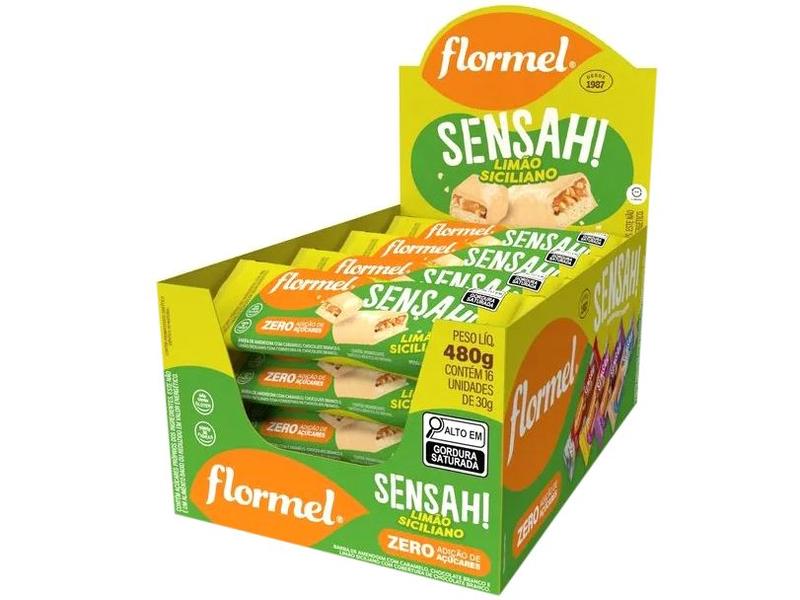 Barra de Chocolate Sensah Limão Siciliano 480g com 16 Unidades Flormel Imagem de Barra de Chocolate Sensah Limão Siciliano 480g com 16 Unidades Flormel