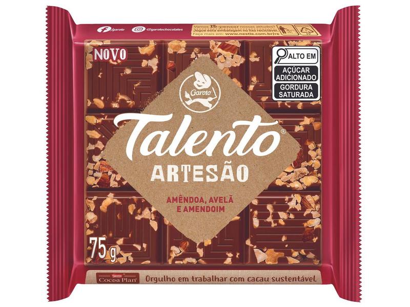 Imagem de Barra de Chocolate Talento Artesão Display com 15 Unidades de 75g Garoto