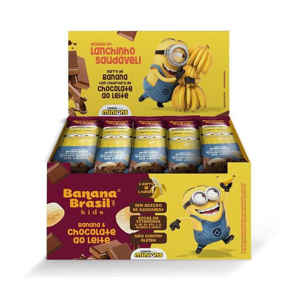 Barra de Fruta Minions Banana Com Cobertura de Chocolate ao Leite Display 20un de 22g- Banana Brasil Imagem de Barra de Fruta Minions Banana Com Cobertura de Chocolate ao Leite Display 20un de 22g- Banana Brasil