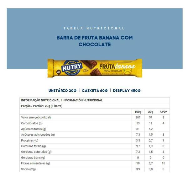 Barra De Frutas Nutry Caixa 24 unidades Imagem de Barra De Frutas Nutry Caixa 24 unidades