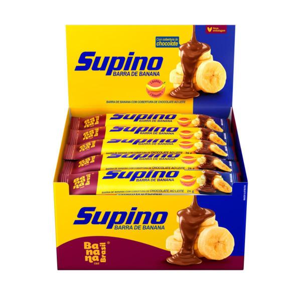 Barra De Frutas Supino Banana Coberto com Chocolate Ao Leite Tradicional com 20 Unidades De 24g Cada - Banana Brasil Imagem de Barra De Frutas Supino Banana Coberto com Chocolate Ao Leite Tradicional com 20 Unidades De 24g Cada