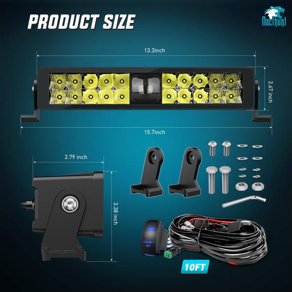 Imagem de Barra de luz LED Nilight 14 polegadas 21 LED Dual Row Spot Flood Combo