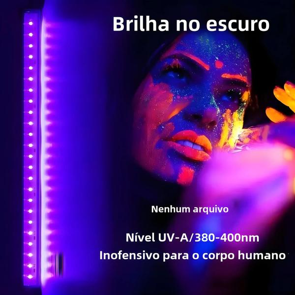 Imagem de Barra de Luz UV Preta de 1 Pé - Ideal para Armários, Halloween e Pintura Corporal