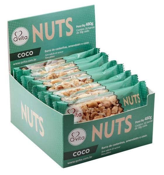 Barra de nuts sabor coco 30g - Qvita - 01 caixa com 16 un Imagem de Barra de nuts sabor coco 30g - Qvita - 01 caixa com 16 un