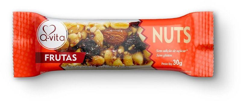 Barra de nuts sabor frutas 30g - Qvita - 01 caixa com 16 un Imagem de Barra de nuts sabor frutas 30g - Qvita - 01 caixa com 16 un