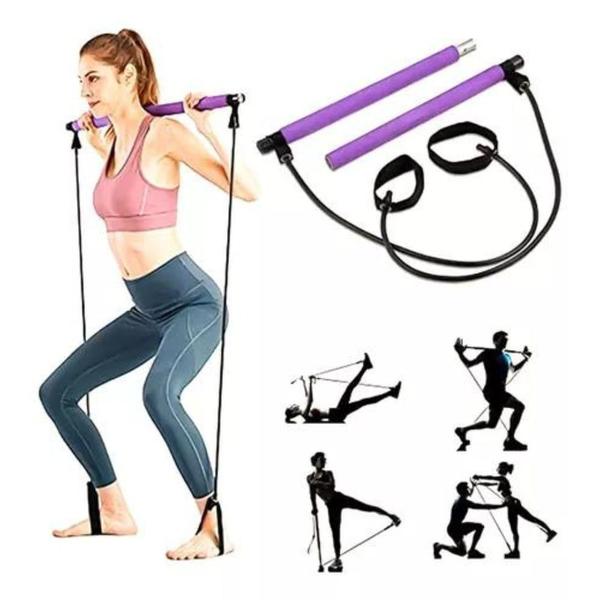 Barra de Pilates com resistência à faixa elástica, academia de ioga - Lightbek Official Store Imagem de Barra de Pilates com resistência à faixa elástica, academia de ioga