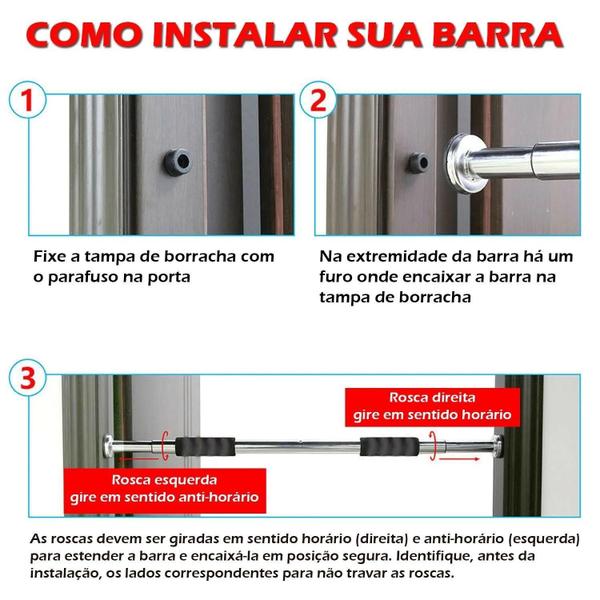 Imagem de Barra De Porta Ajustável Flexão Fixa Ajustável Musculação