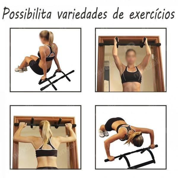 Imagem de Barra de Porta Multifuncional Musculacao para Exercicios Suporta Ate 120 Kg  Liveup Sports 