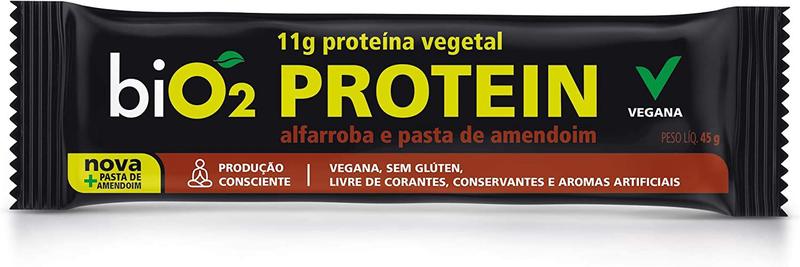 Barra de Preteína Vegana Bio2 Alfarroba Cx. c/12 Un. de 45g Imagem de Barra de Preteína Vegana Bio2 Alfarroba Cx. c/12 Un. de 45g