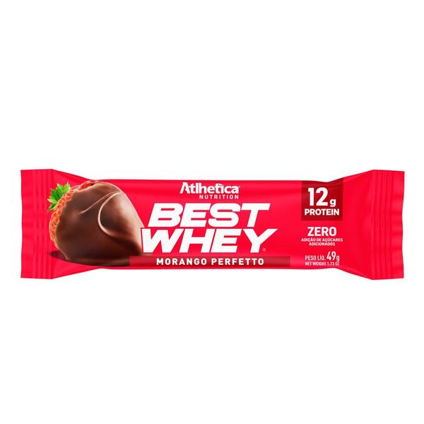 Imagem de Barra de Proteína Best Whey Atlhetica Sabor Morango Perfetto com 12g de Proteínas 49g