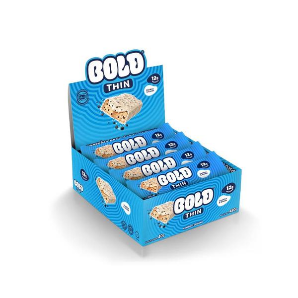 Imagem de Barra de Proteína BOLD Snacks Thin Cookies & Cream (12g de Proteína) - Caixa com 12 unidades