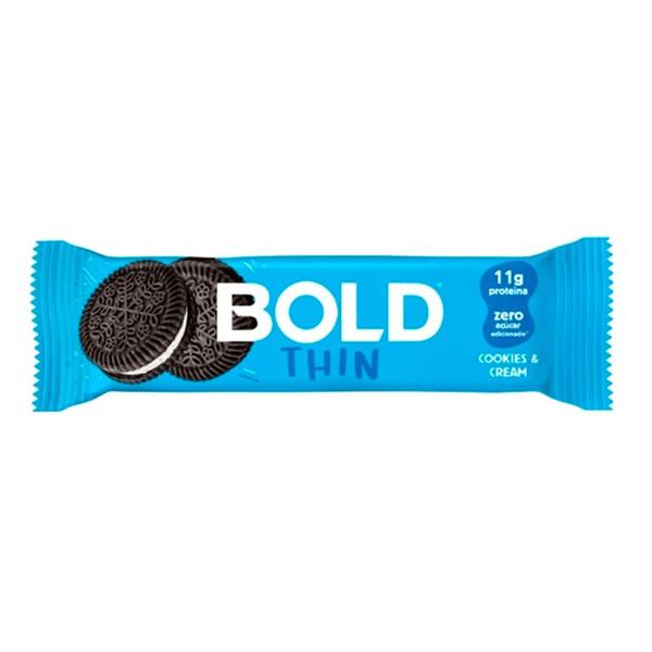 Imagem de Barra de Proteína Bold Thin Sabor Cookies & Cream 11g de Proteína Zero Açúcar com 40g