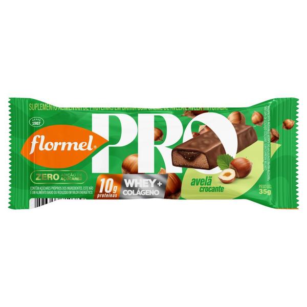 Imagem de Barra de Proteína Flormel Pro Whey Mais Colágeno 10g de Proteína Avelã Crocante 35g