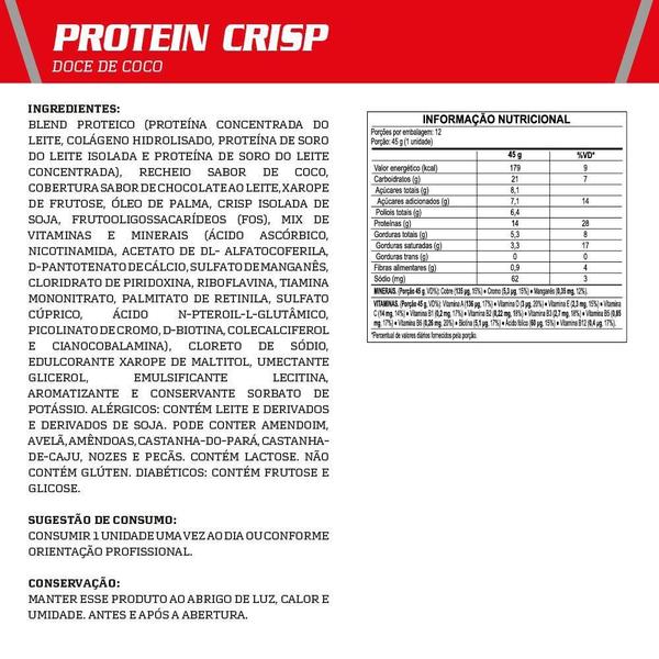 Imagem de Barra de Proteína Integralmedica Protein Crisp Doce de Côco 540g 12 unidades