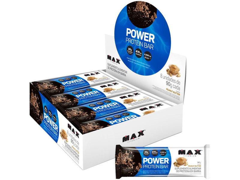 Imagem de Barra de Proteína Max Titanium Power Protein Bar - Peanut Butter 90g 8 Unidades