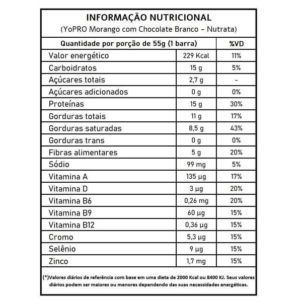 Imagem de Barra de Proteína Nutrata Yopro - Morango e Chocolate Branco - 15g Proteína