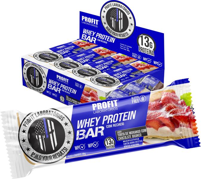 Imagem de Barra de Proteína Profit Labs Whey Protein Bar 13g de Proteína Caixa Fechada com 12 Unidades