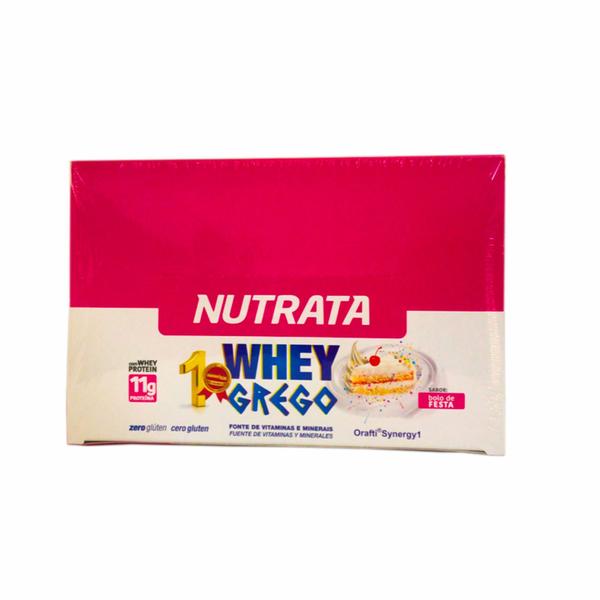 Imagem de Barra de Proteína SaborBolo de FestaWhey Grego Display com 12 un. de 40g - Nutrata