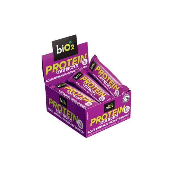 Imagem de Barra de Proteína Vegana biO2 Protein Crunchy Bar Açaí e Banana com Chocolate Branco 9 un 50g