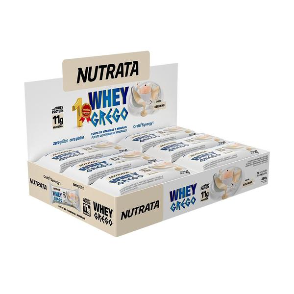 Imagem de Barra de Proteína Whey Grego Bar Nutrata Caixa 12 unidades