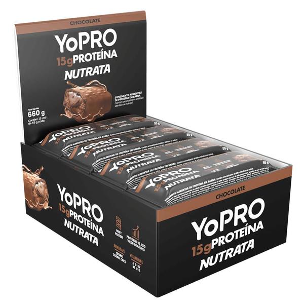 Imagem de Barra de Proteína YOPRO Chocolate 55g (Display com 12 Un) - Nutrata