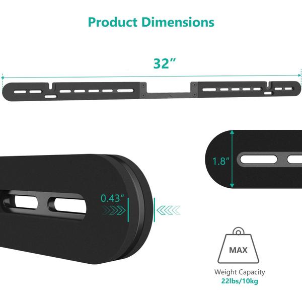 Imagem de Barra de som de montagem em parede WALI para Sonos Arc Low Profile Black