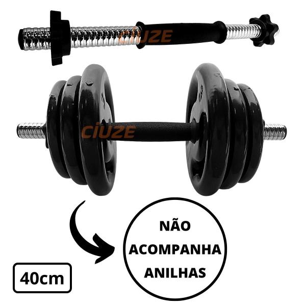 Imagem de Barra Fitness Tubo Oca 40cm com Rosca e Pegada Emborrachada