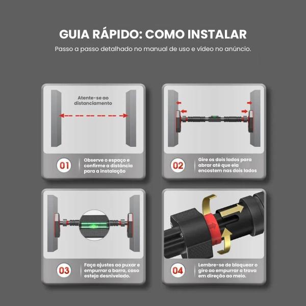 Imagem de Barra Fixa De Porta Ajustável Multifuncional C/ Nível Treino