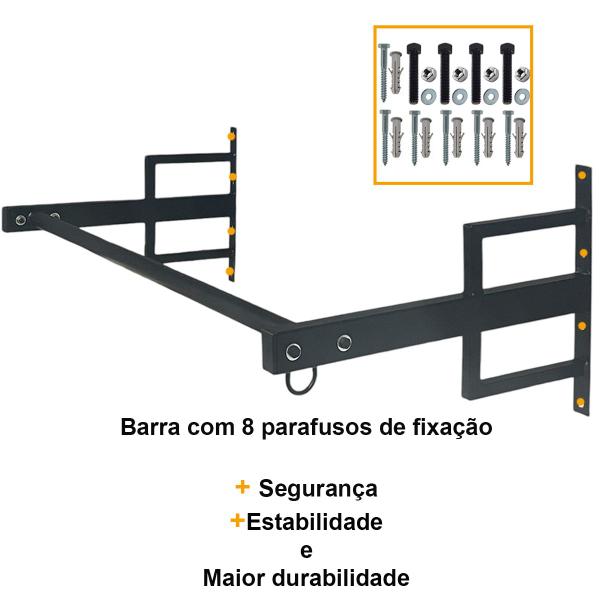 Imagem de Barra Fixada De Parede Para Musculação Treino Casa Cor Preto