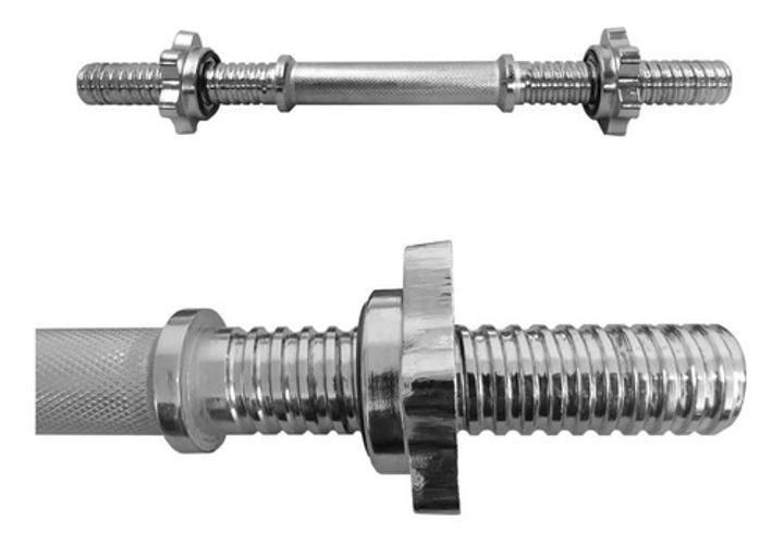 Imagem de Barra Halter 40Cm Maciça Cromada Com Rosca Par