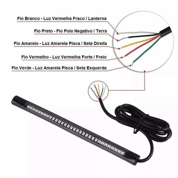 Imagem de Barra Led Bau Moto Sinalização Freio Pisca Seta Lanterna