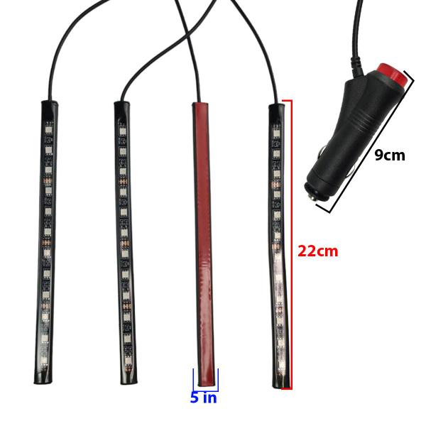 Imagem de Barra Neon Led 8 Cores RGB Controle Carro Moto Caminhao Musica Som Decoraçao Iluminaçao Automotiva