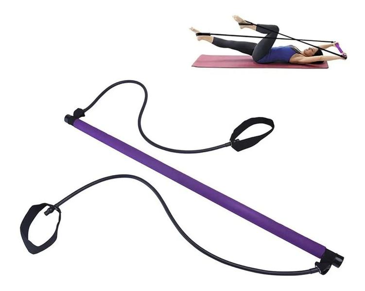 Imagem de Barra P/ Treino De Pilates Extensor Elástico Yoga Exercício Roxo - MBfit